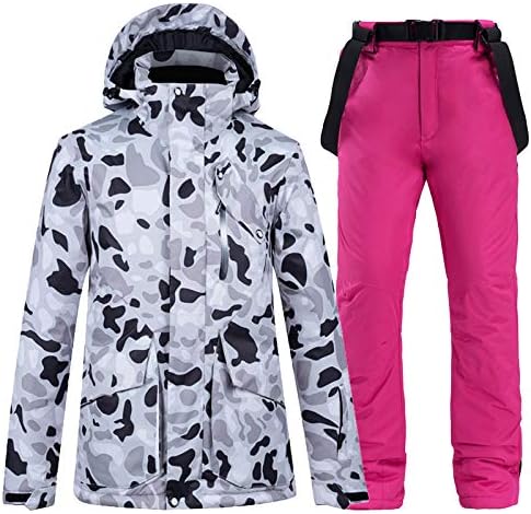 WAOCEO Damen Schneeanzug XXL - Zweiteiliges Set mit Snowboardjacke und Skihose - Atmungsaktive Winterbekleidung - Für Skifahren Snowboarden und Outdoor Sport
