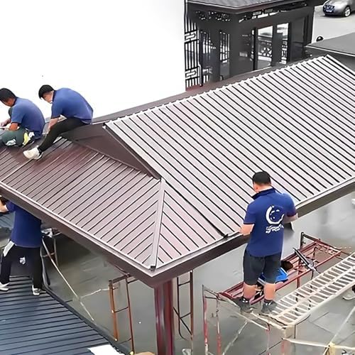 Welldachbleche aus Metall Aluminium - Braune Außenverkleidung mit 3.4 bis 6 m Länge - Wasserdicht und wärmedämmend für Schuppen und Dächer - Robuste Wellplatten für Außenbereiche