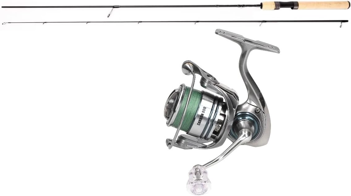 Mostal Taipan Spinncombo - 2,00 m Carbonrute mit 1 bis 7 g Wurfgewicht - Carbon 800FD Rolle mit geflochtener Schnur - Für Forelle Barsch und Spoonangeln
