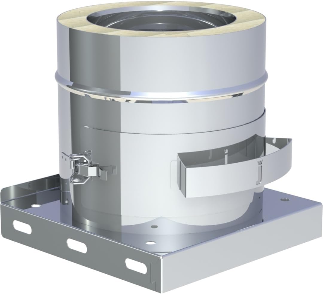 Jeremias DW FU Grundplatte 300 mm - Edelstahl Basis mit herausnehmbarem Rußtopf - Doppelwandiges CE zertifiziertes Abgassystem - Für Öl Gas und Festbrennstoff Schornsteinanlagen