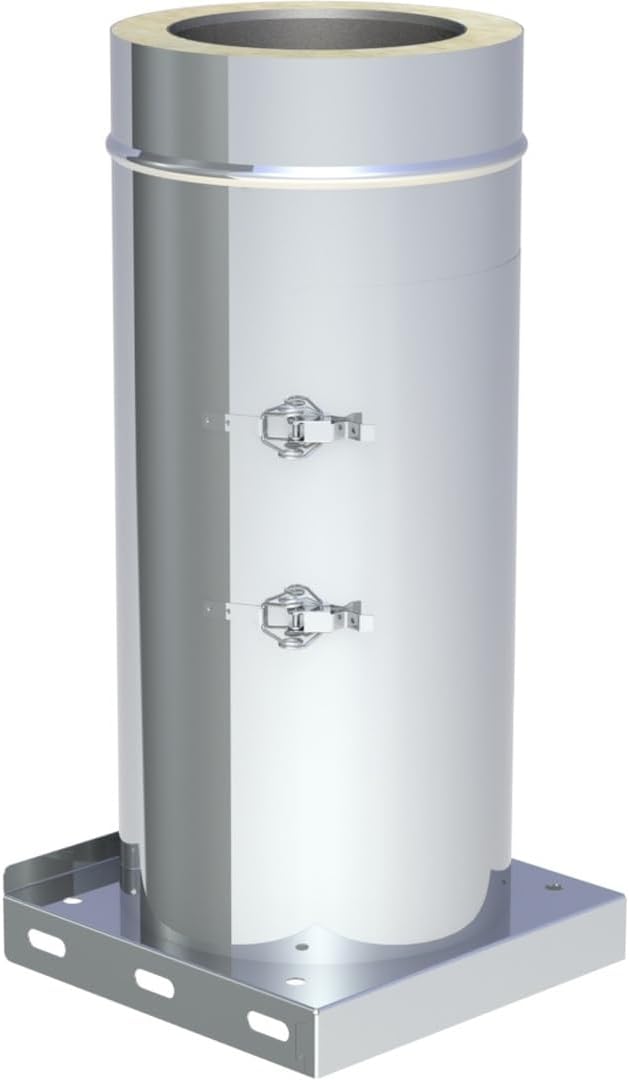 Jeremias DW FU Revisionselement 130 mm - Design Plus aus Edelstahl mit Grundplatte - Kondensatablauf für Innenbereiche - Für Abgastemperaturen bis 600 Grad Celsius