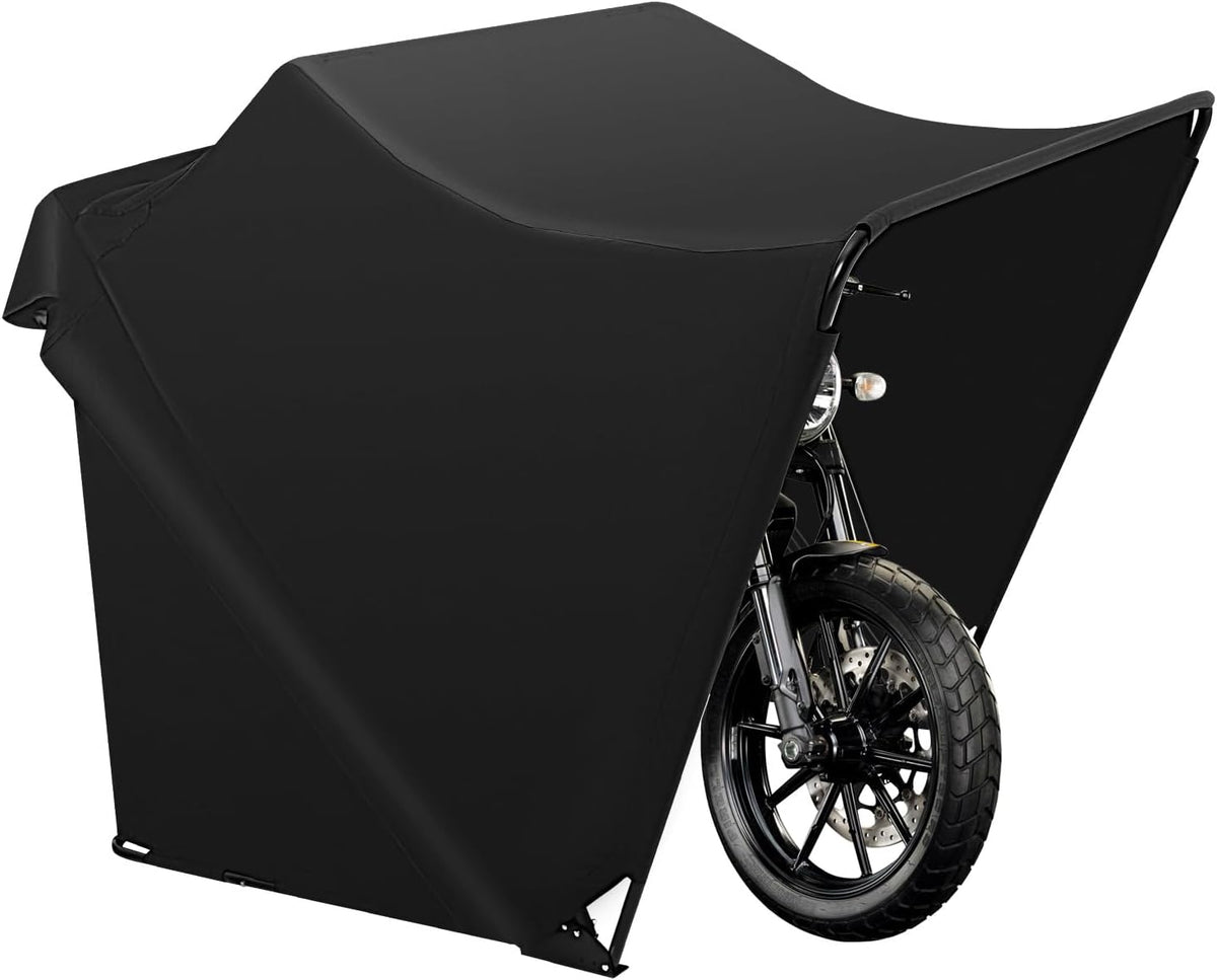 Universal Faltgarage 270 x 105 x 155 cm - Wasserdichte Motorradgarage aus 600D Oxford Gewebe - UV geschützt in Schwarz - Für Motorrad Fahrrad Skateboard und Lagerung