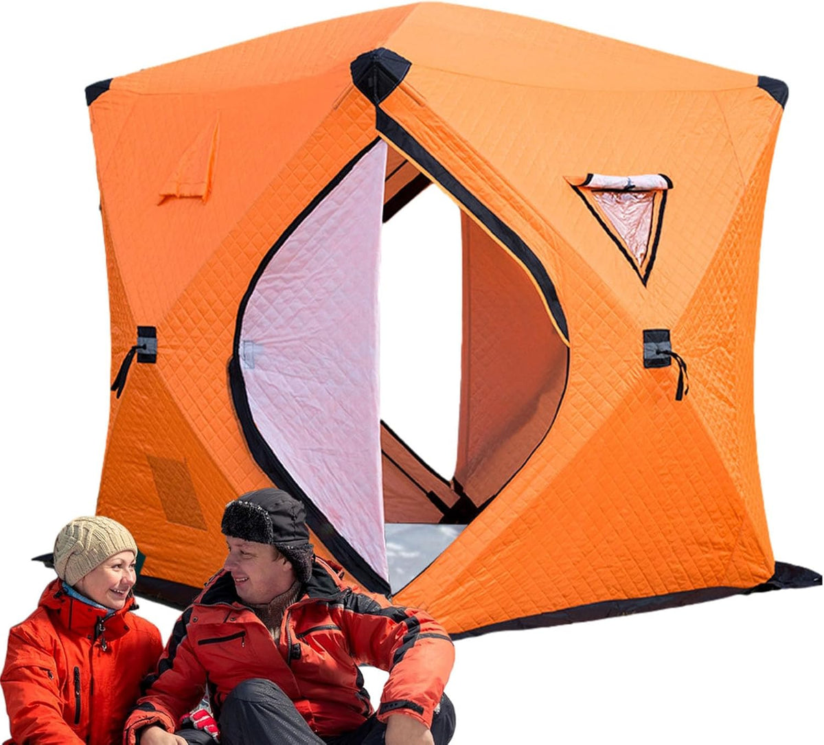 Isolierter Outdoor Unterstand - Orange und wasserdicht für eine Person - Winddichte Konstruktion mit 11,82 kg - Für Eisangeln Küste See und Camping
