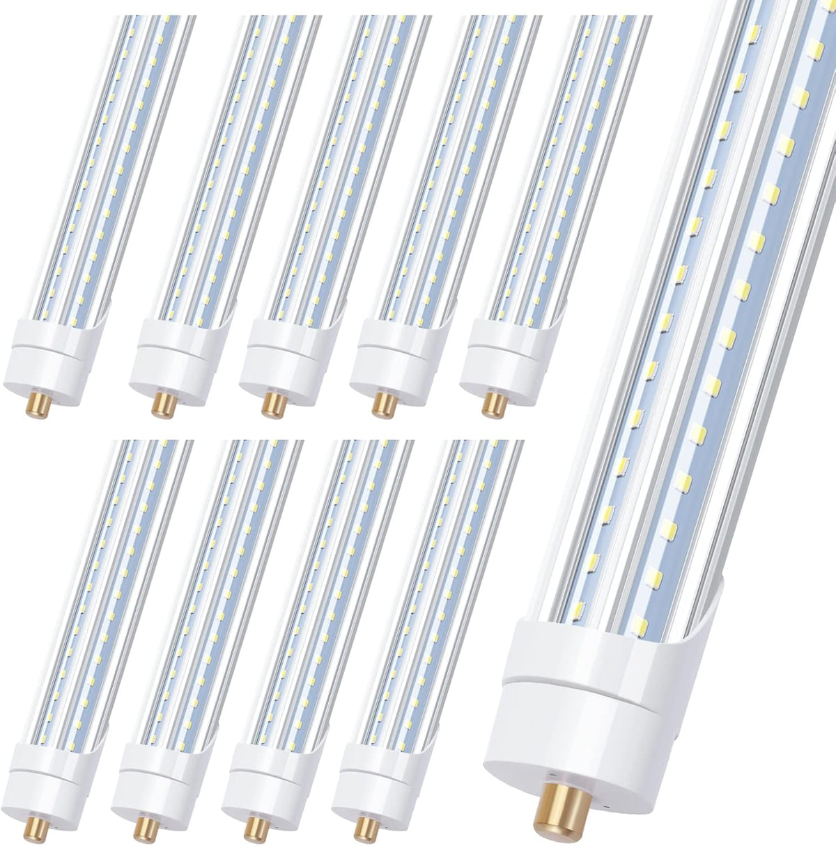 LED Röhre T8 T12 2,4 m 90 W - 10 V förmige FA8 Lampen mit 10000 lm und klarer Abdeckung - Tageslichtweiß 5000 K für große Bereiche - Einpoliger Leuchtstoffröhren Ersatz
