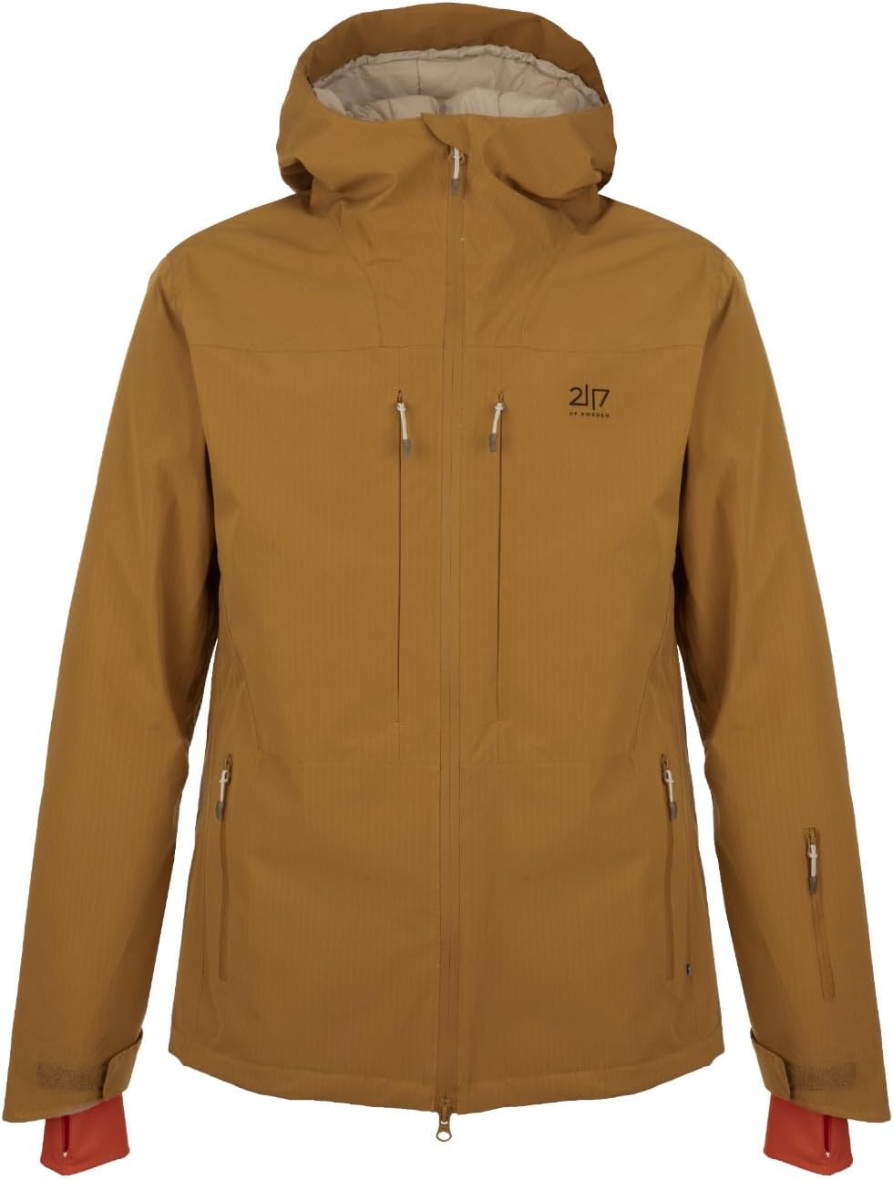 2117 of Sweden Nausta Herren Skijacke - Wasserabweisend mit Kapuze und Isolierung - Gold aus Polyester mit Wollanteil in der Füllung - Für Skifahren und Wintereinsatz