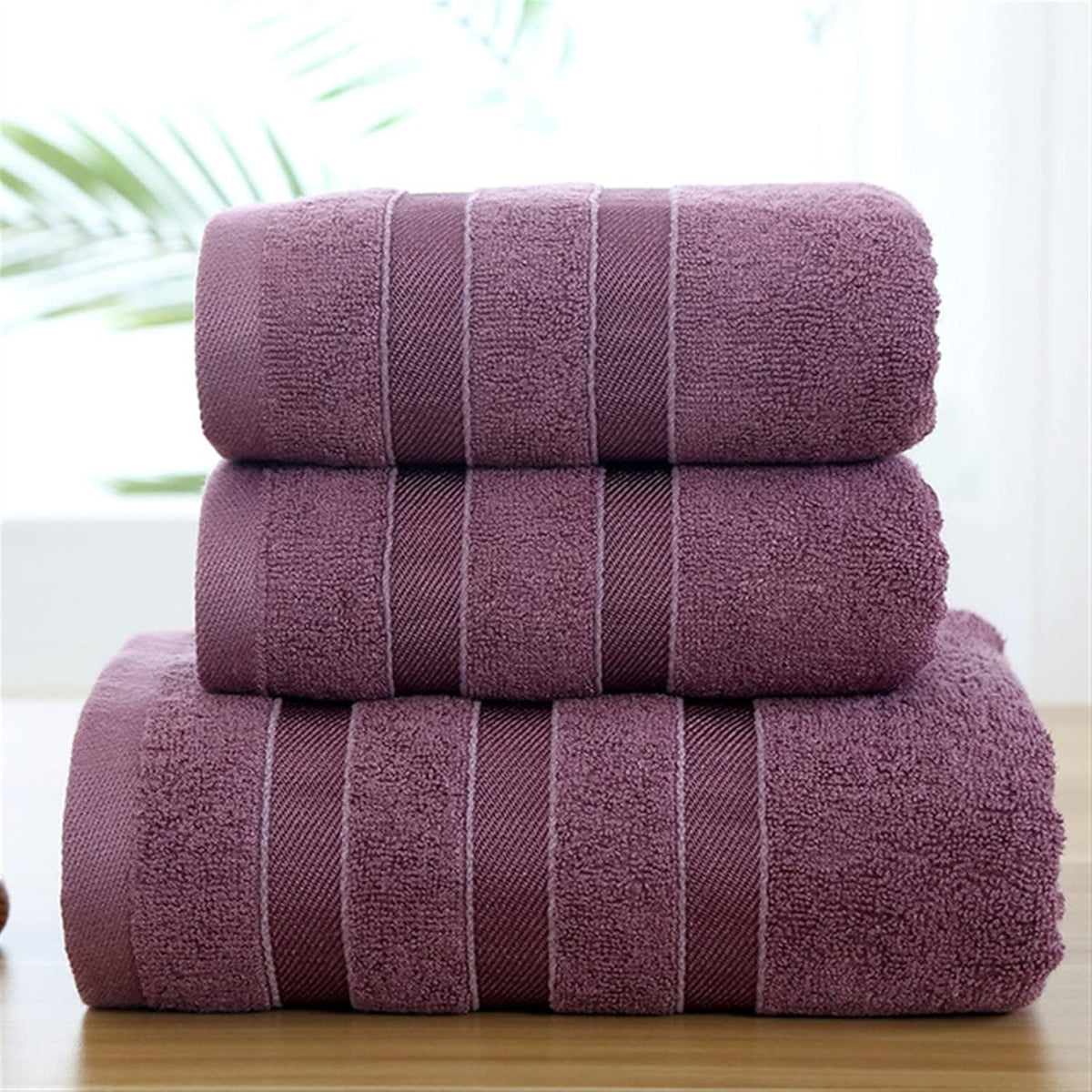 Badetuch Set aus Baumwolle - Großes Badetuch und Handtuch in Farbe A - Atmungsaktiv langlebig und superweich - Einfarbig für Badezimmer Strand und Alltag