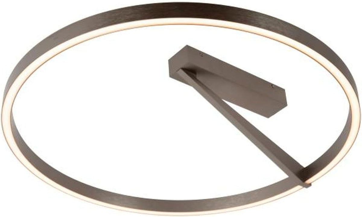 Licht Erlebnisse LED Deckenleuchte 60 cm - Moderne Aluminium Lampe in Grau mit Lichtring - Fernbedienbare Beleuchtung mit 2200 K warmweißem Licht - Für Wohnzimmer Badezimmer und Deckenmontage