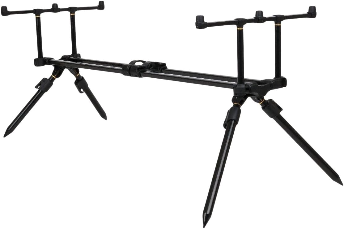 Fox Horizon Pod Dual 4er Rod Pod - Schwarzer Rutenhalter für vier Karpfenruten - Oberflächenmontage für geordnete Rutenablage - Für Karpfenangeln an Ufer und Steg