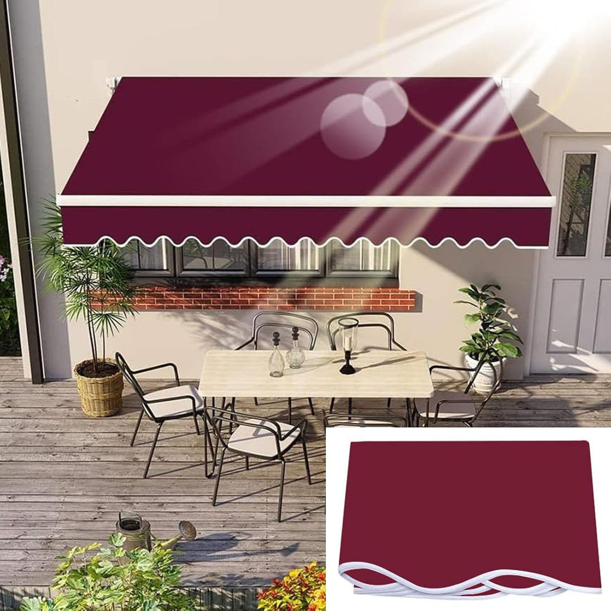 Terrassenmarkise 5 x 3 m - manuell oder elektrisch bedienbarer Sonnenschutz - UV Schutz Stoff für Garten Veranda und Balkon - einfach montierbare Pavillon Abdeckung