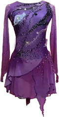 Eiskunstlauf Kleid für Frauen - Mit Kristallglas und Farbverlauf - Hochelastisches Turnkleid aus Baumwolle - Glänzende Performance Kleidung für Eislauf Training und Wettbewerb