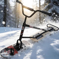 All Terrain Snowboard Schlitten - 360 Grad drehbar mit Aluminiumrahmen - bis 150 kg Tragkraft in Holzoptik - für Erwachsene Jugendliche und Familien