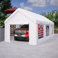 Carport Zeltgarage 3 x 6 m - weiße PE Plane mit Roll Up Tür und Seitenwänden - Stahlkonstruktion mit 51,4 kg - Unterstand für Auto Motorrad Lager und Veranstaltungen
