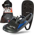 EVVO Originale Schneeschuhe L - Michelin Sohle mit Lamellenstollen und Icespike Technologie - Verstellbare Bindung für EU 42 bis 48 - Schwarz Blau mit Transporttasche