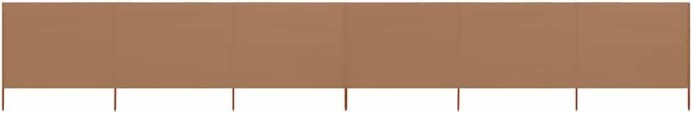 Windschutz Sichtschutz 6 teilig - Polyester in Taupe mit Holzpfählen - Faltbarer Windschutz für Camping und Balkon - 800 x 160 cm mit 6,9 kg Gewicht