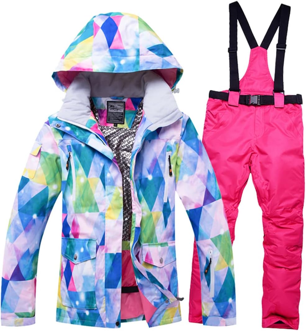 Damen Skianzug Rot Größe S - Skijacke und Skihose als warmes Winter Set - Für Skifahren und Snowboarden - Maschinenwaschbare Damen Schneebekleidung