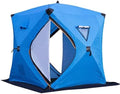 Blaues Eisangelzelt - Pop Up Hub für drei bis fünf Personen - 180 x 180 x 210 cm mit Thermoisolierung - Tragbarer Winterunterstand mit Tasche