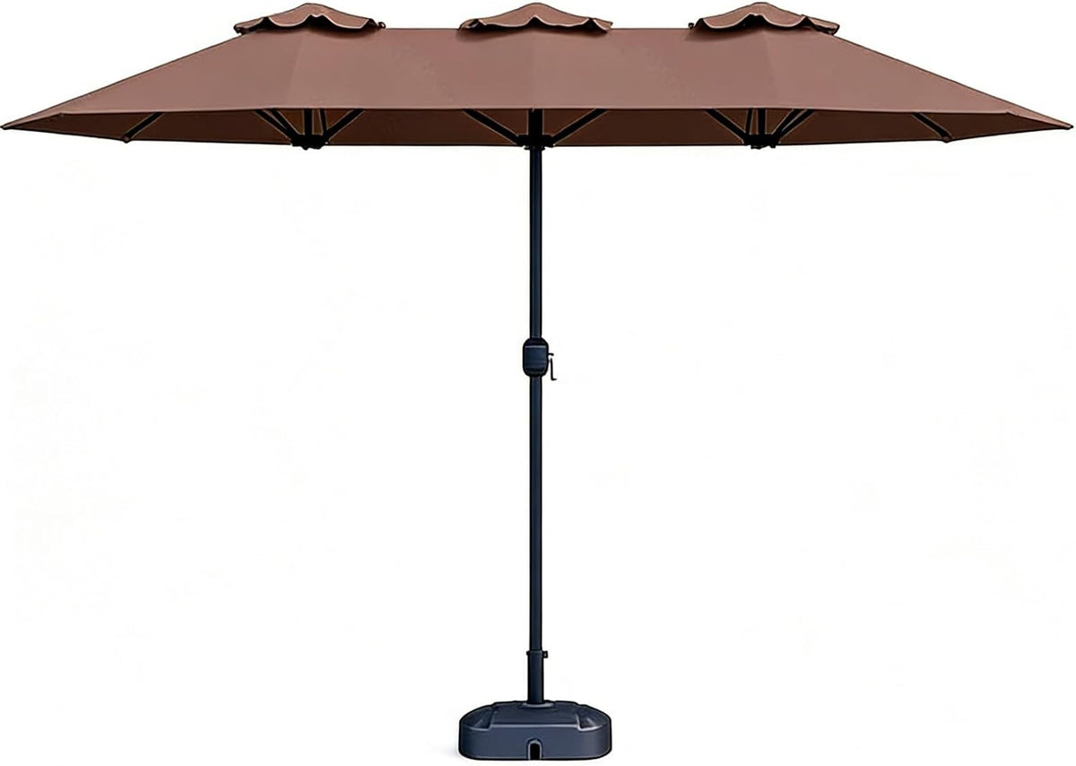 FCZVWPR Markt Terrassenschirm - Großer doppelseitiger rechteckiger Sonnenschirm in Kaffee - Mit kleiner Sockelvariante für Außenbereiche - Für Pool Veranda Garten und Terrasse