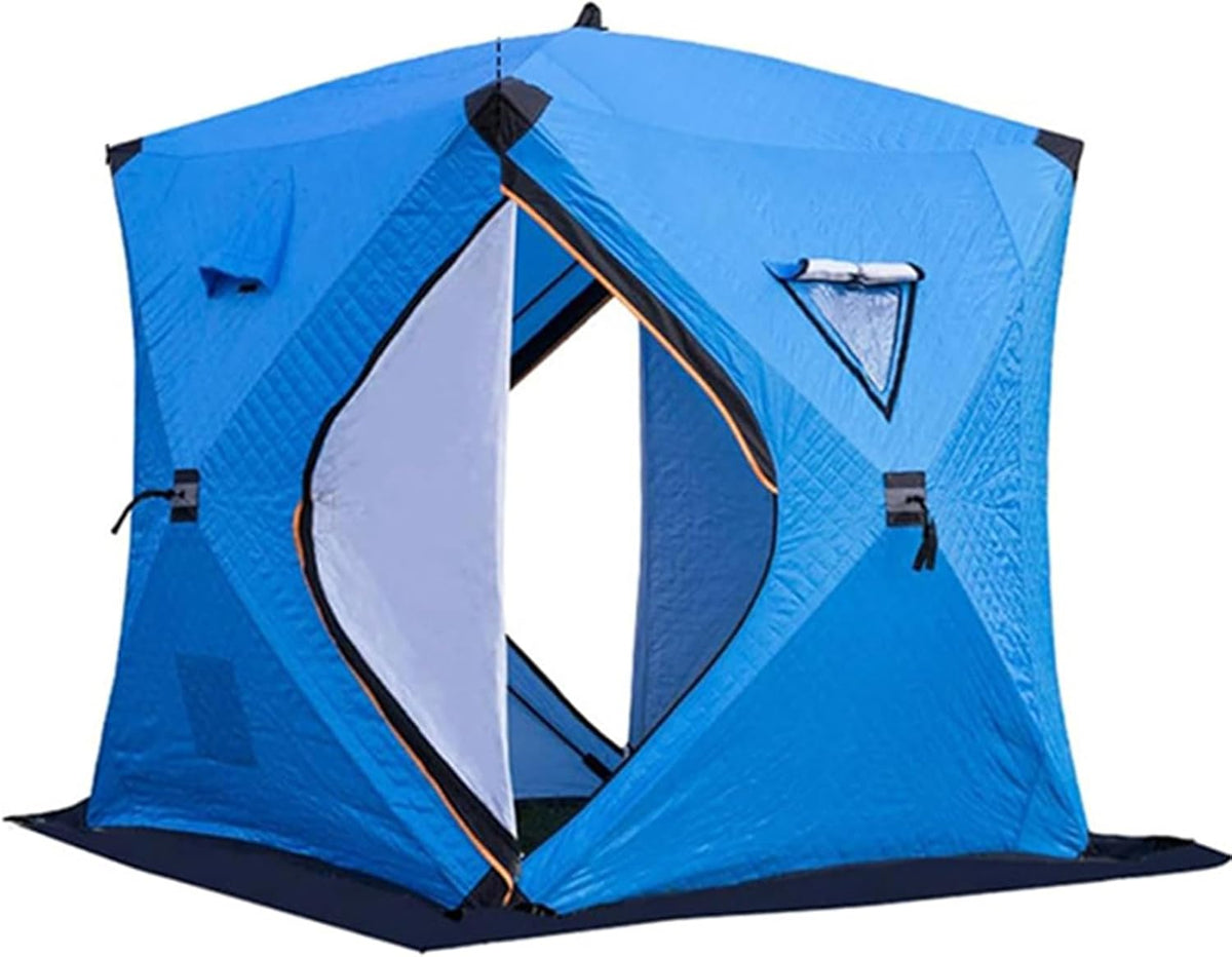 Isoliertes Eisangelzelt - Blauer Pop Up Unterstand für drei bis fünf Personen - Synthetische Thermohütte mit Tragetasche - 180 x 180 x 210 cm