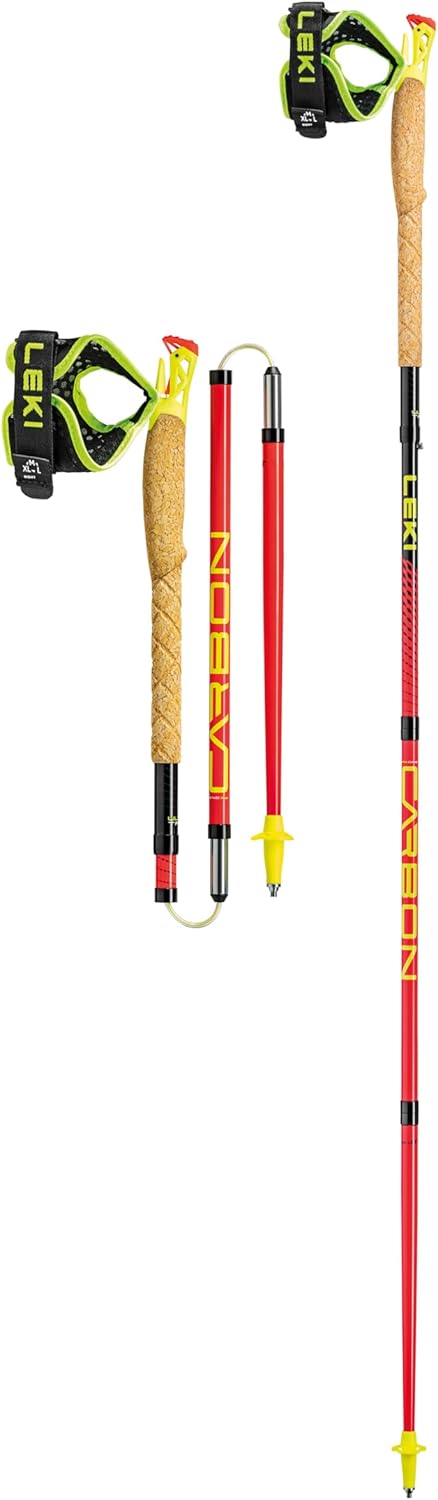 Leki Ultratrail FX One Trailrunningstöcke - 115 cm feste Länge - HRC Carbon in Rot Schwarz und Neongelb - Für Trailrunning Anstiege und Bergtraining