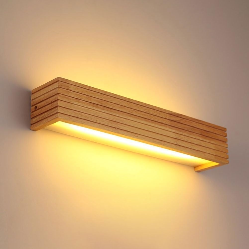 Japanische Massivholz LED Wandleuchte - Nordisch modernes Design mit warmweißem Licht - Spiegel und Schminktischleuchte für Badezimmer - Für Schlafzimmer und dekorative Innenbereiche