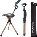 Ta Da Chair Serie 2 Pro Max Gehstock mit Sitz - Aluminiumrahmen bis 182 kg - Schwarzer faltbarer Klapphocker - Höhenverstellbar für Wandern und Outdoor Pausen