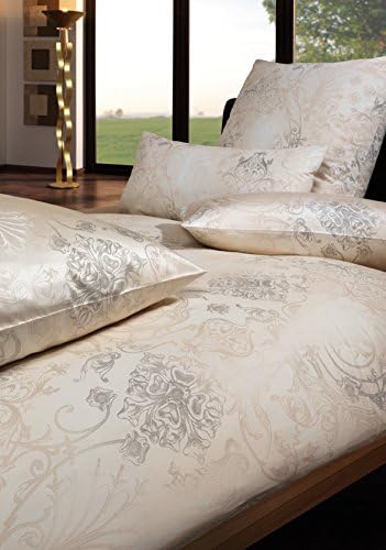 ESTELLA Svizzera Premium Satin Bettwäsche 4 teilig - Ecru Elfenbein aus Baumwolle - 2 Bezüge 155 x 220 cm plus Kissenbezüge - Mit hochwertigem Sauna und Strandtuch