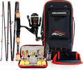 Amundson Angelruten und Rollen Combo - Graphit Carbon Rute mit Aluminiumspule - Automatisch ausziehbares Reise und Camping Set - Für Anfänger und Ganzjahresangeln