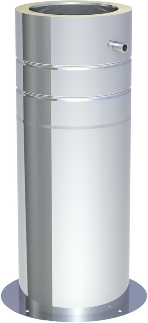 Jeremias DW FU Teleskopstütze 450 mm - Verstellbar von 250 bis 690 mm aus Edelstahl - Mit seitlichem Kondensatablauf und Halb Zoll Nippel - CE zertifiziert für Abgasanlagen