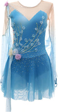 Mädchen Eiskunstlaufkleid - Langarm mit Rock und elastischer Passform - Elasthan für Bewegungsfreiheit - Wettkampf Outfit für Training Performance und Eislaufen