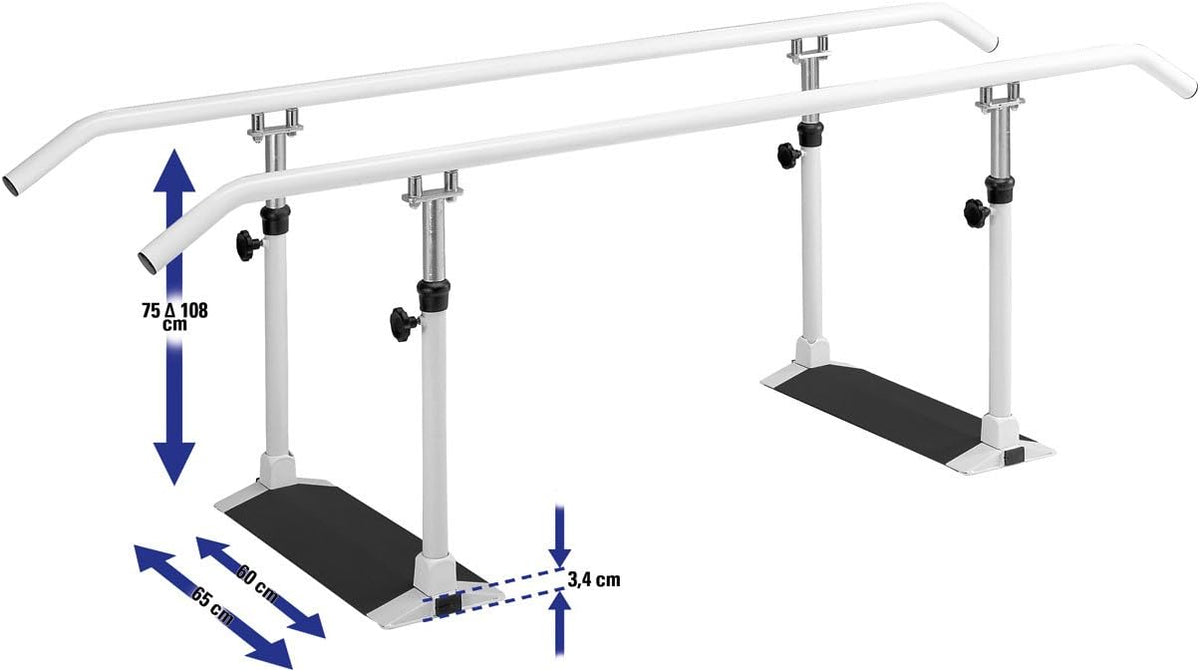 Sport Tec Gehbarren Standard - Trainingsbarren aus Metall mit 2 Komma 5 m Holmenlänge - Für kontrollierte Gehübungen - Zur Förderung von Stabilität und Koordination