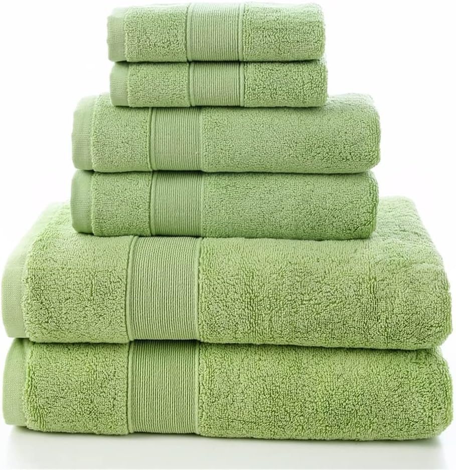 Baumwoll Handtuch Set 6 teilig - 2 große Badetücher 2 Handtücher und 2 Waschlappen - Einfarbig Variante C - Weich saugfähig für Bad Strand und täglichen Gebrauch