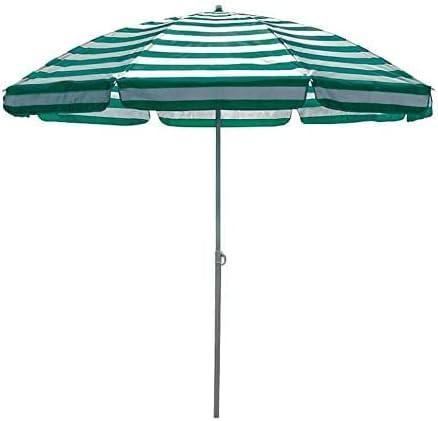 Gestreifter Sonnenschirm 2 m Grün - Outdoor Gartenschirm mit 8 tragenden Rippen - Sonnenschutz für Strand Pool und Terrasse - Größenreihe mit 2 m 2.2 m und 2.5 m