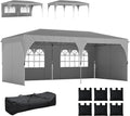 Outsunny Gartenpavillon 3 x 6 m - Pop up Zelt höhenverstellbar und wasserdicht - UV50 Schutz mit 4 Seitenwänden und 6 Sandsäcken - Grau mit Tragetasche für Garten und Events