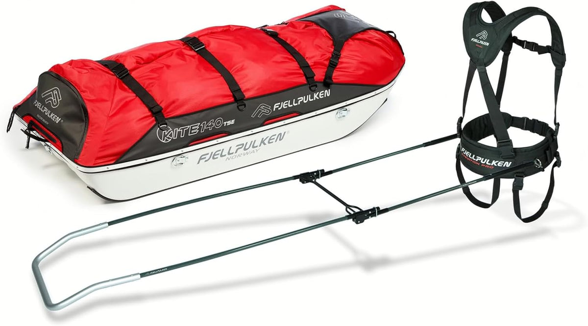 Expeditions Pulk Kite 140 - 147,3 x 63,5 x 22,9 cm mit verstärktem Gurtzeug und Schaft - Aluminium und Gewebe - für Skitouren Trekking und Expeditionen
