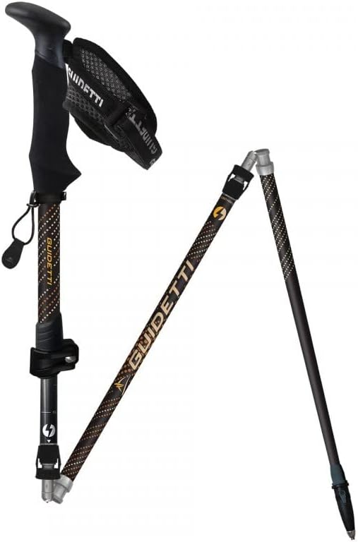 Guidetti Flashlock Ambre Wanderstock - Carbonstock für mobile Outdoor Touren - Einzelstock mit leichtem Schaft - Für Wandern Trekking und Spaziergänge