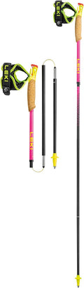 LEKI Ultratrail FX One Superlite Trailrunningstöcke - Faltbare Carbonstöcke mit 115 cm Länge - Neonpink Neongelb und Natur - Für Trailrunning und Berglauf