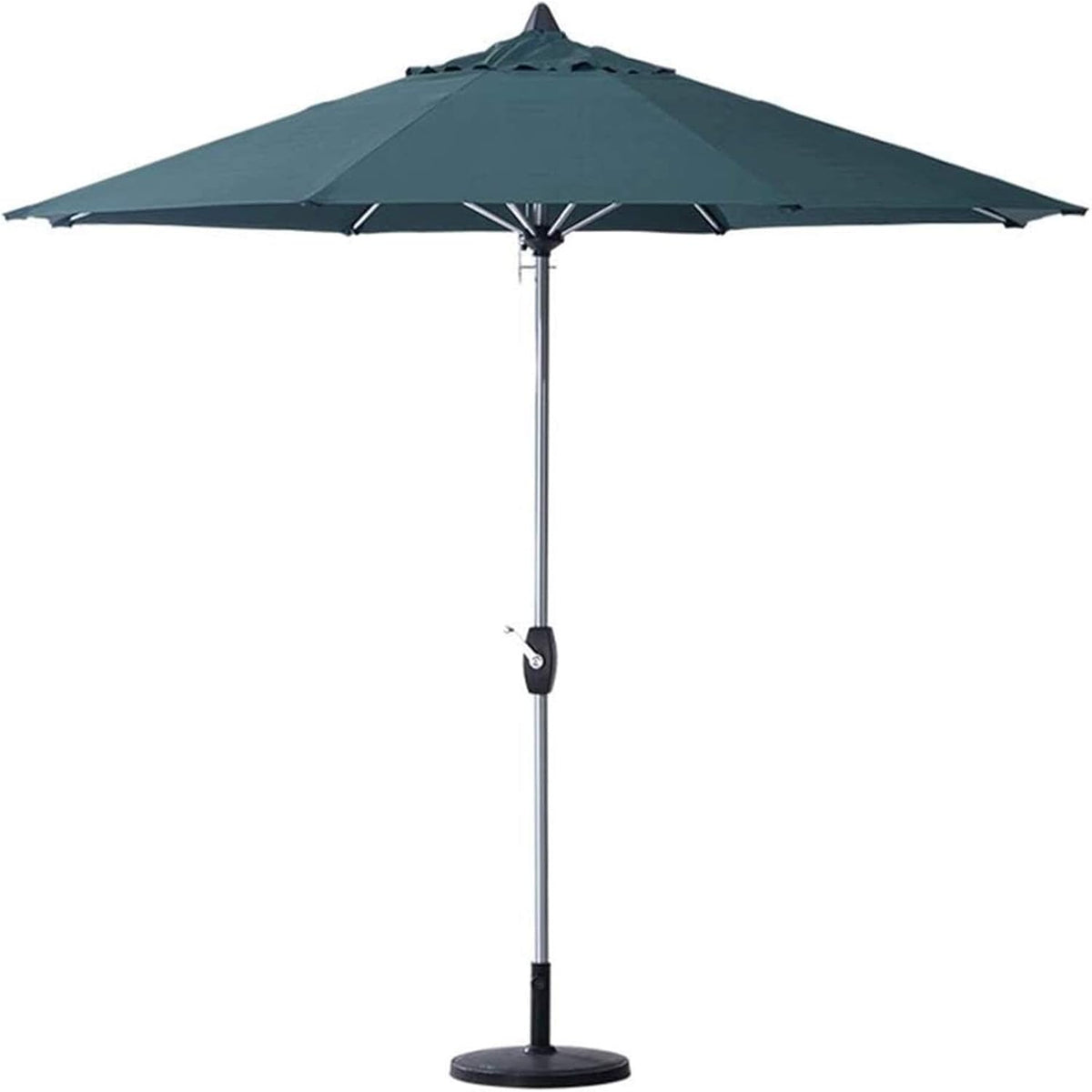HAGTRB Sonnenschirm 2,7 m - Oktagonaler Aluminiumschirm in Blau mit Kurbelgriff - UV beständige Outdoor Konstruktion mit Schirmbasis - Für Strand Pool Terrasse Garten und Außenbereich
