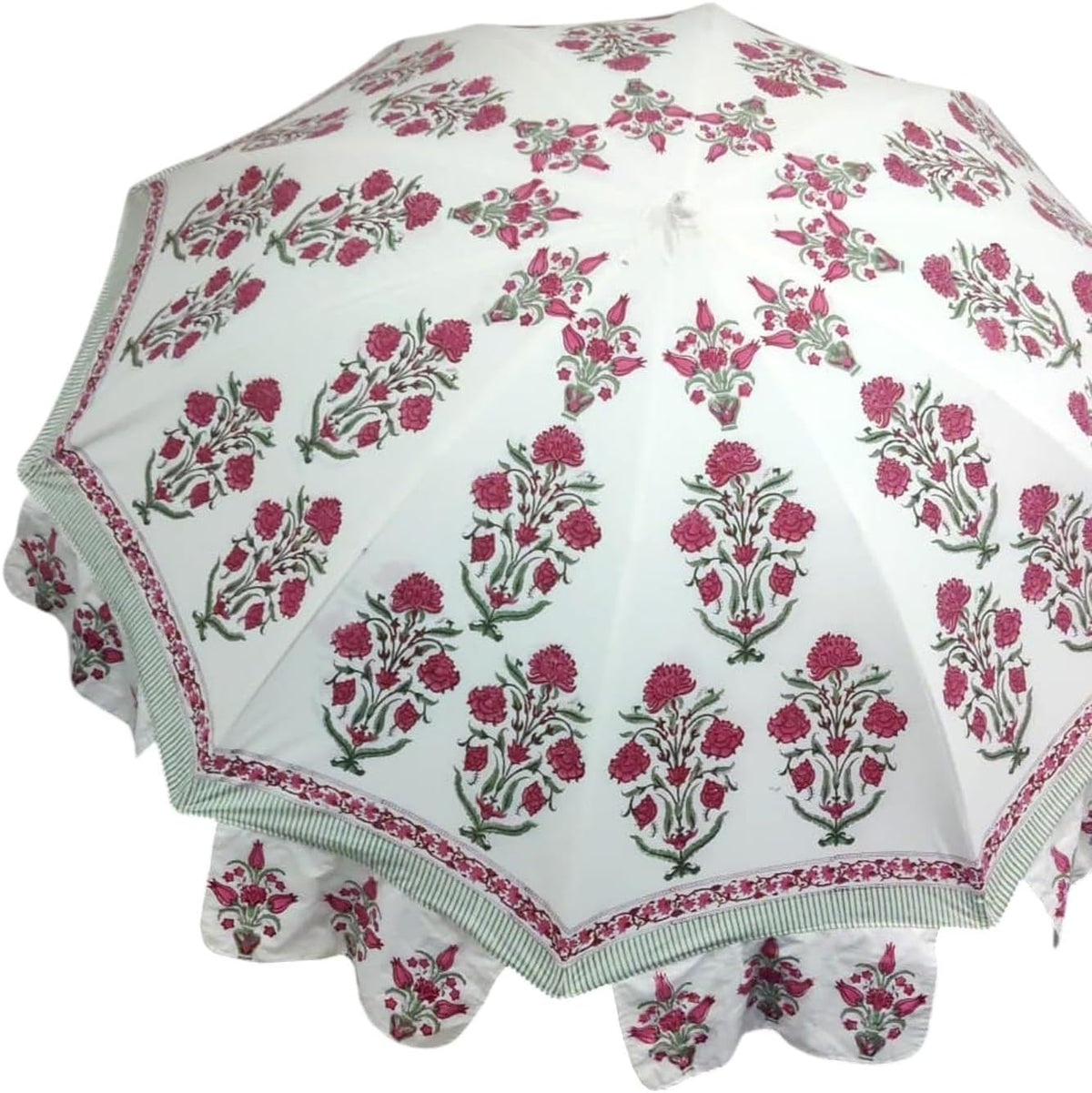 Rajasthani Gartenschirm aus Baumwolle - Handgefertigter bunter Außenschirm im indischen Stil - Dekorativer Terrassenschirm für sommerliche Bereiche - Für Rasen Garten Terrasse und Hinterhof