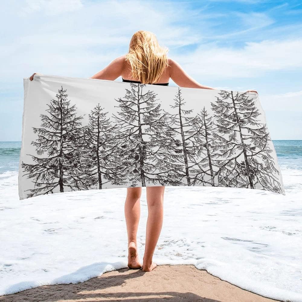 LiChA Forest Strandtuch 70 x 140 cm - Schnell trocknende Mikrofaser für Bad und Schwimmen - Für Yoga Sport und Freizeit - Variante A als vielseitiges Handtuch