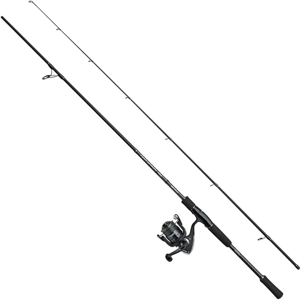 Fast Attack Raubfisch Combo - 2,10 m Carbon Spinnrute mit Angelrolle - Schwarze Unisex Ausführung - Für Hecht Barsch Zander und aktives Spinnangeln