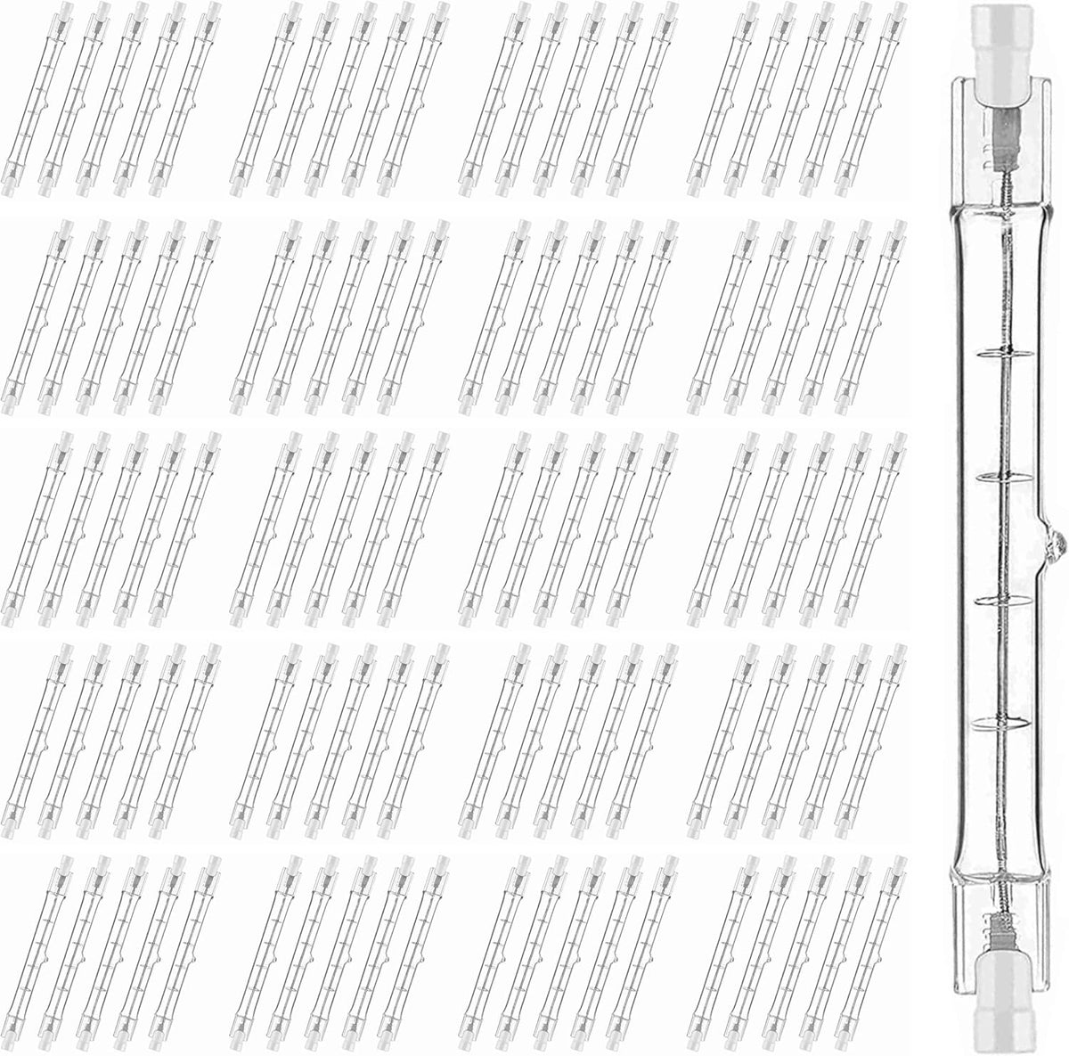 CLAR R7S Halogen Leuchtmittel 200 W - 118 mm Halogenstab für kompatible R7S Fassungen - Dimmbares kabelgebundenes Leuchtmittel - 100er Pack für umfangreiche Anwendungen