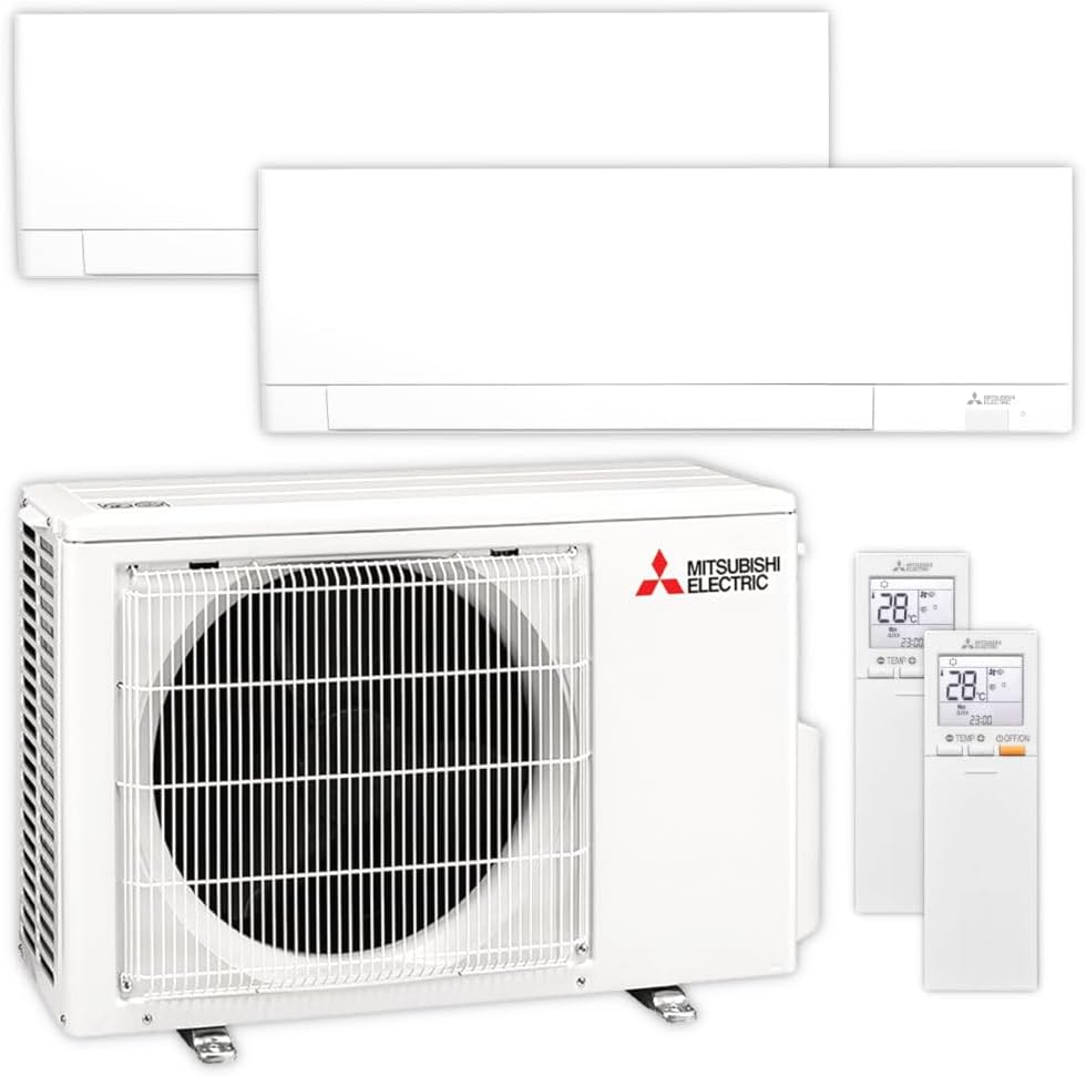 Mitsubishi ThermoFLUX MSZ AY Multi Split Klimaanlage - Zwei Innengeräte mit jeweils 3,5 kW - WiFi Sprachsteuerung Luftfilter und i save Funktion - Mini Split System mit Winterregelung