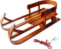 Holzschlitten für Kinder - Buche Massivholz mit Rückenlehne - 92 cm langer Skiträger für Winter Outdoor Sport - Klassischer Kinderschlitten für Schnee und Freizeit