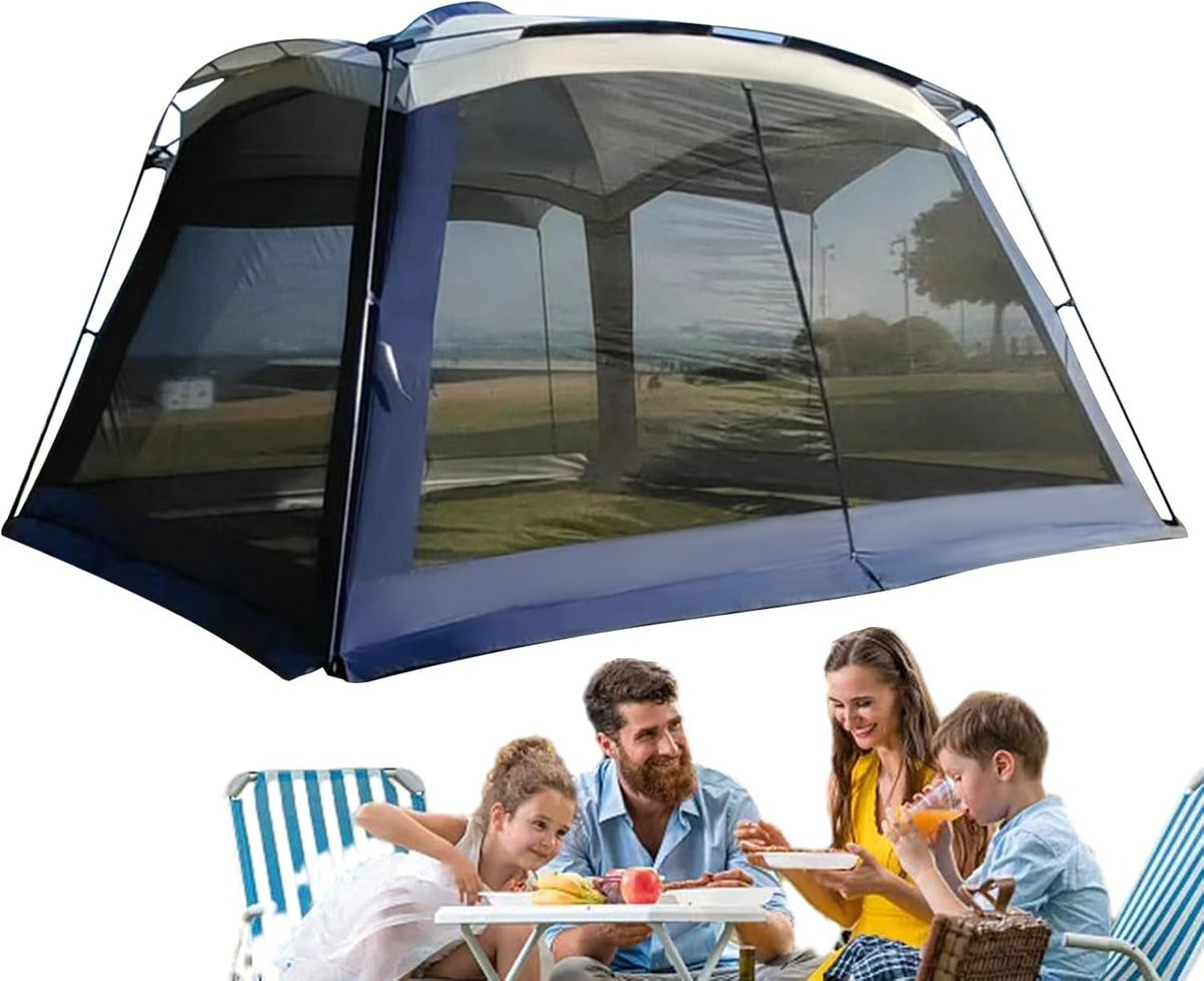 Outdoor Netzzelt Blau - Tragbares UV beständiges Schattenhaus mit Netzstruktur - Für Picknick Garten Familienurlaub und Roadtrip - 73,5 x 26 x 22,1 cm