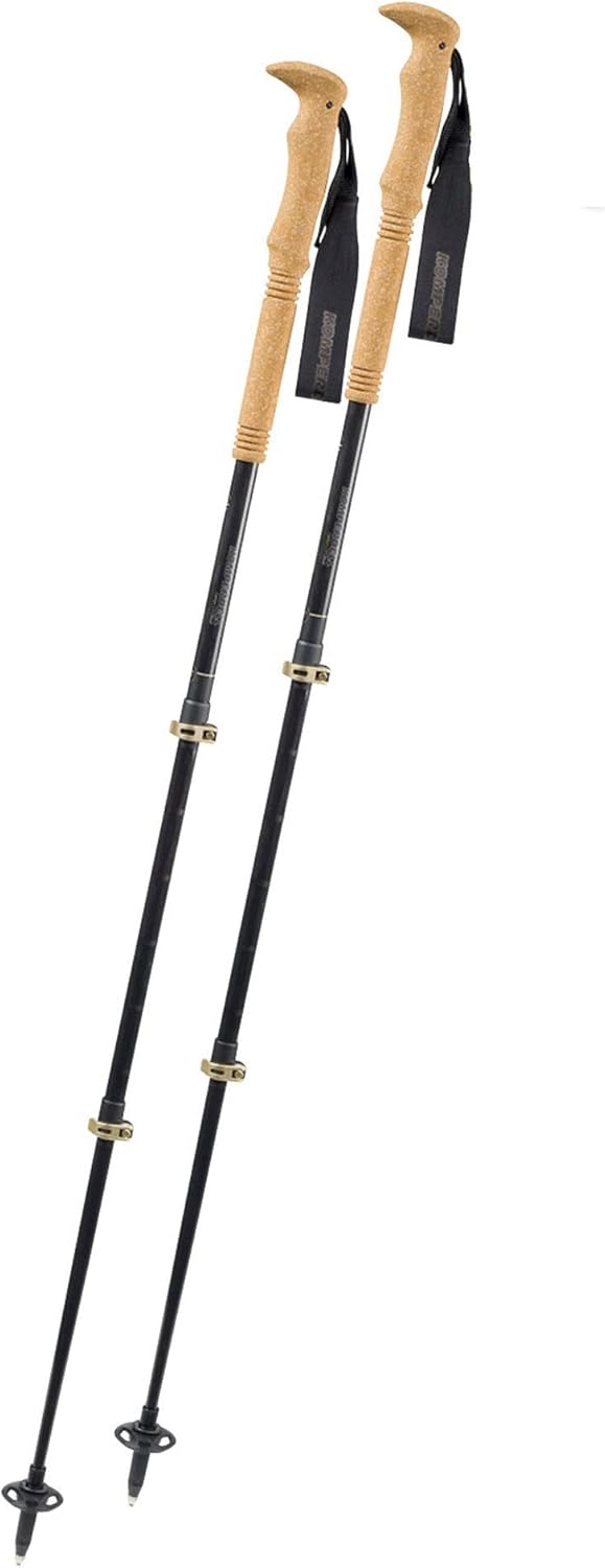 Komperdell Carbon C3 Cloud Compact - Ultraleichte Wanderstöcke in Schwarz Titan - Verstellbar von 90 bis 120 cm bei 175 g - Mit Vario UL Sommertellern