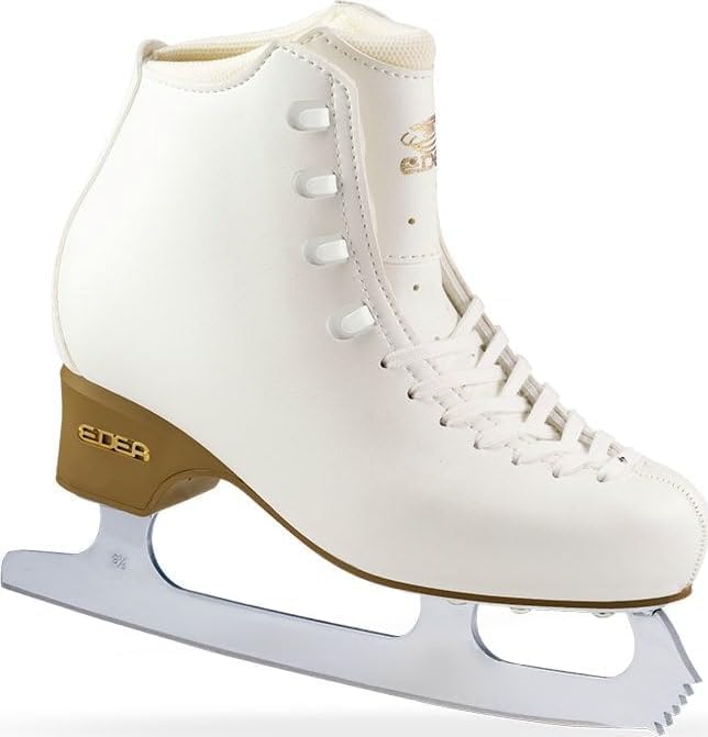 L'Estel Skates Edea Tempo Schlittschuhe - Stiefel mit Kufen Klasse 2 in Größe 225 34 - TPU Sohle und Schnürung - Weiß für Eislaufen und Übung