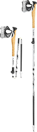 LEKI Carbonstöcke - 120 cm Länge mit HRC Carbon Schaft - Weiß Mint und Schwarz - Mit Cross Shark Griff und 2K Schaum für Outdoor Training
