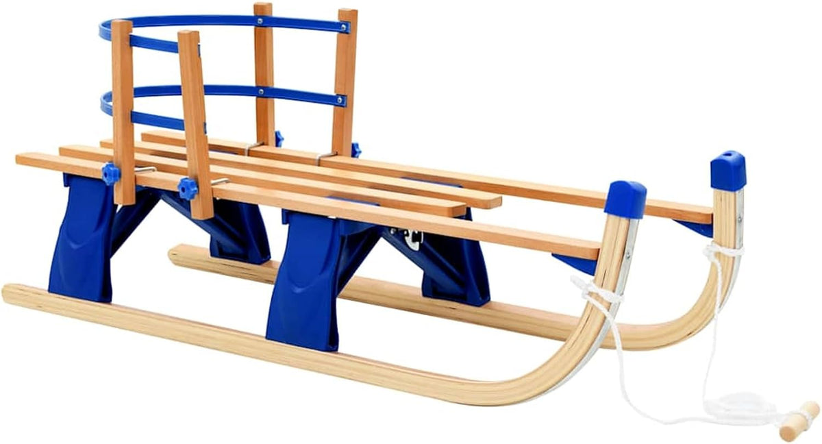 Tidyard Klappschlitten 119 cm - Holzschlitten mit Rückenlehne für Rodelbahnen und Hügel - Klappbare Konstruktion für Winterausflüge - Verpackungsgewicht 6,9 kg