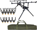 Versenkbares Karpfen Rod Pod - Verstellbarer ABS Rutenständer für fünf Angelruten - Modell JS B5 mit einstellbarer Unterstützung - Für Karpfenangeln am Ufer