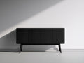 Dielenschränke - Holzwerkstoff 160x40x85 cm - Schwarz - 4 Türen - Modernes Design
